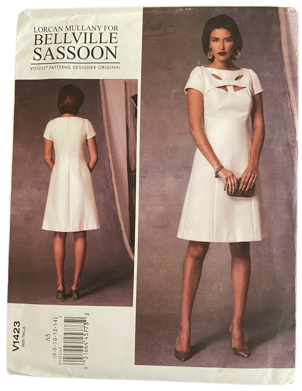 Vogue v1423 vintage 2000s Lorcan Mullany for Bellville Sassoon dress sewing pattern. Bust 30.5, 31.5, 32.5, 34, 36 inches