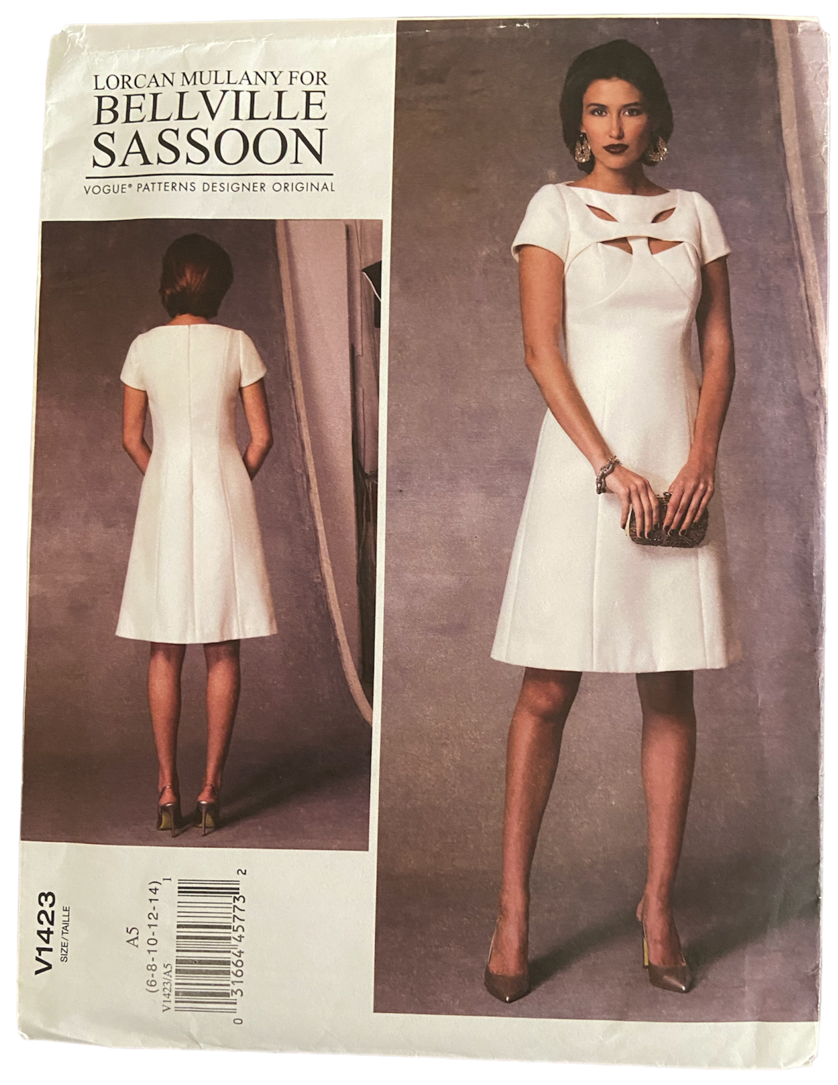 Vogue v1423 vintage 2000s Lorcan Mullany for Bellville Sassoon dress sewing pattern. Bust 30.5, 31.5, 32.5, 34, 36 inches