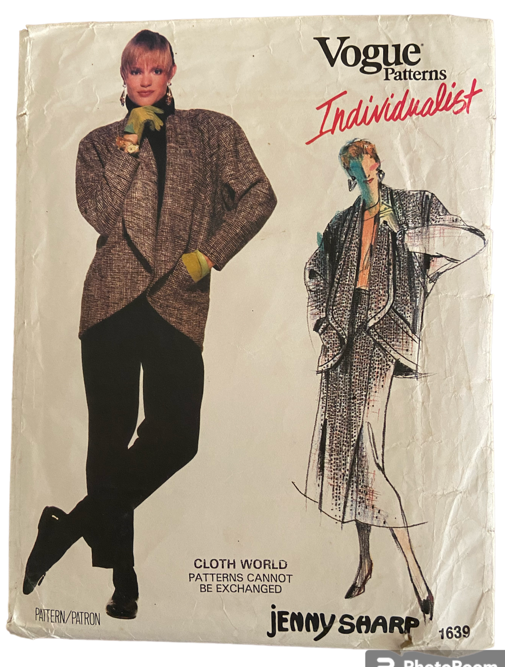 Vintage 1980s Vogue 1639 Individualist Jenny Sharp jacket, skirt and pants pattern Bust 31.5 inches