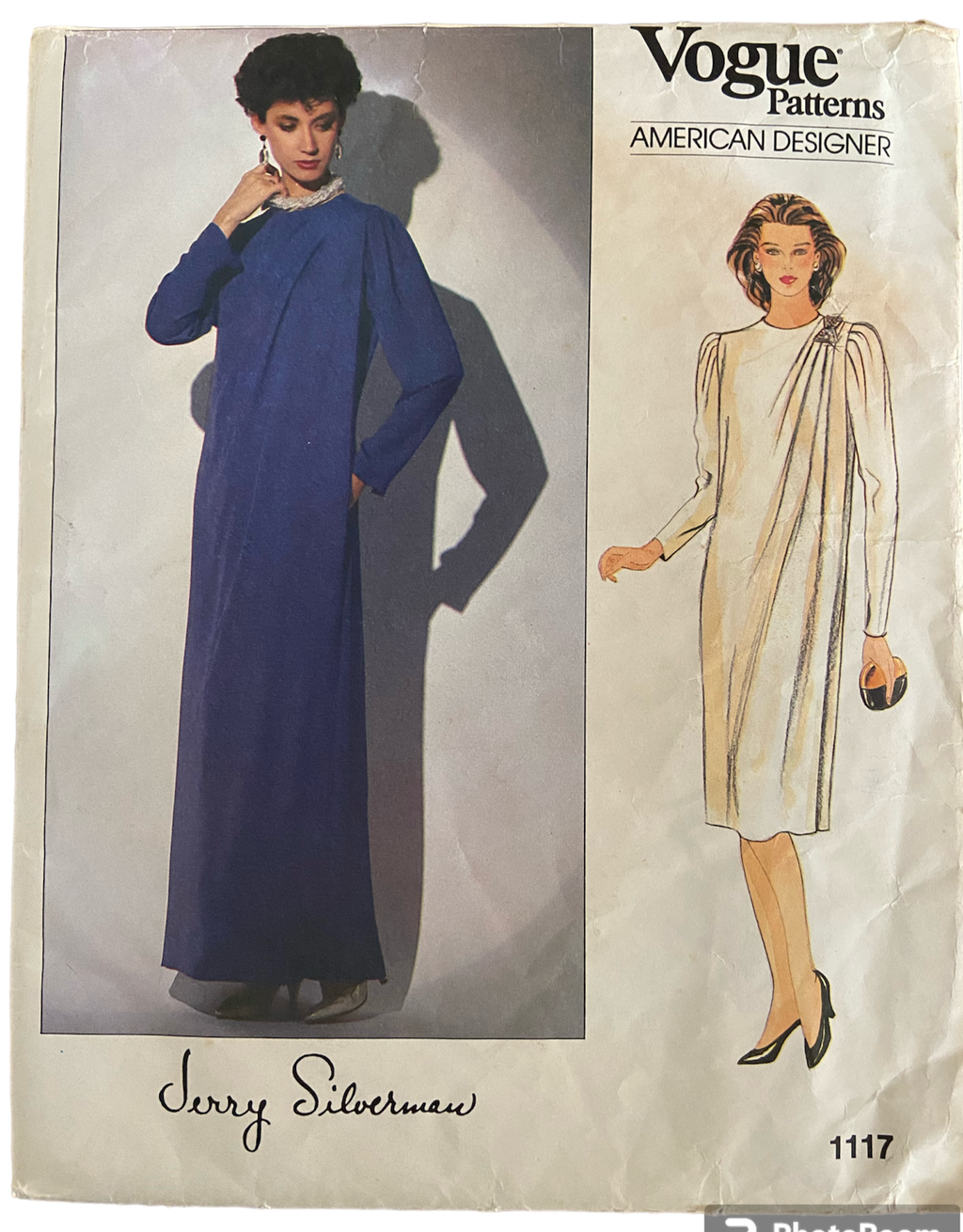 Vogue 1117 vintage 1980s Vogue American Designer Jerry Silverman dress sewing pattern Bust 32.5 inches