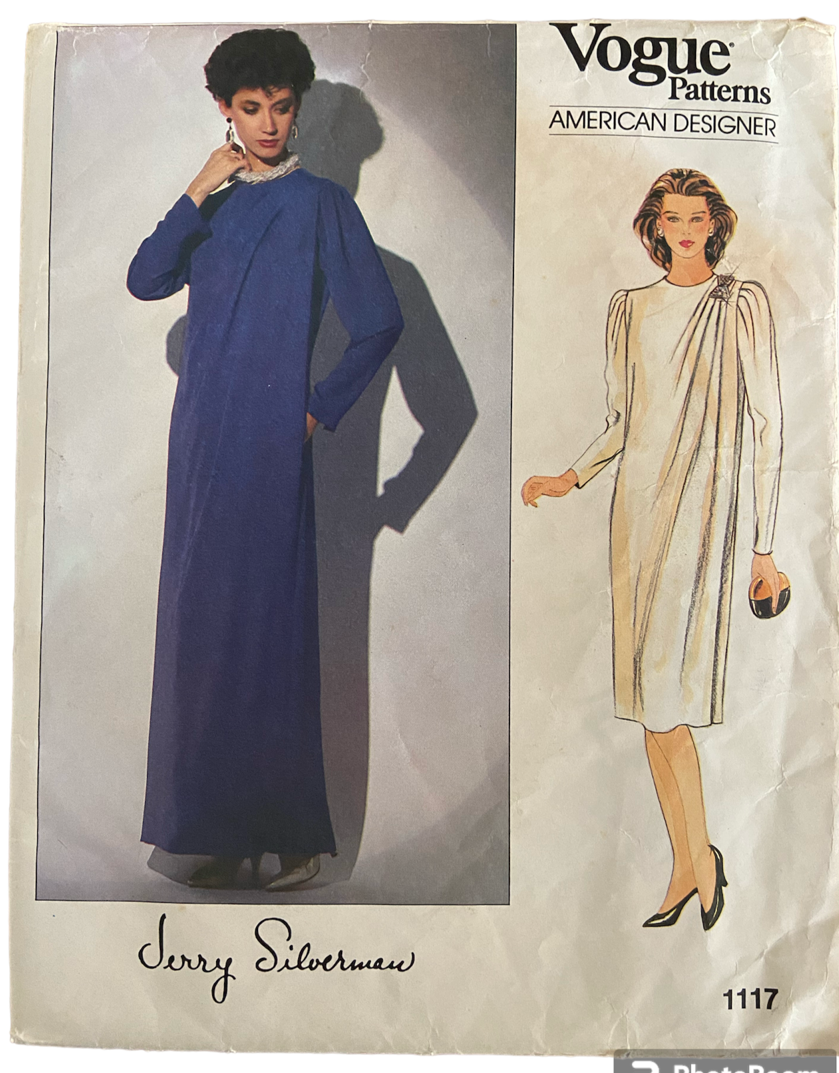 Vogue 1117 vintage 1980s Vogue American Designer Jerry Silverman dress sewing pattern Bust 32.5 inches