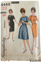 Simplicity 4443 vintage 1960s dress pattern. Bust 32 inches