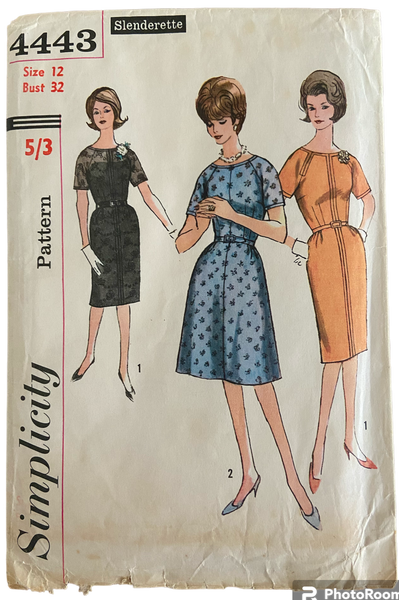 Simplicity 4443 vintage 1960s dress pattern. Bust 32 inches