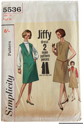 Simplicity 5536 vintage 1960s jiffy dress sewing pattern. Bust 34 inches