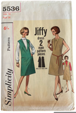 Simplicity 5536 vintage 1960s jiffy dress sewing pattern. Bust 34 inches