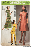 Simplicity 9014 vintage 1970s dress tunic and pants pattern. Bust 34 inches