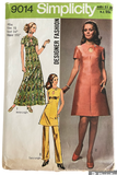 Simplicity 9014 vintage 1970s dress tunic and pants pattern. Bust 34 inches