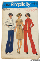 Simplicity 7151 vintage 1970s dress tunic and pants pattern. Bust 34 inches