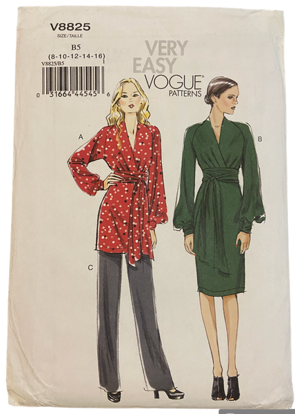 Vogue v8825 tunic, dressand pants sewing pattern from the 2000s Bust 31.5, 32.5, 34, 36, 38 inches