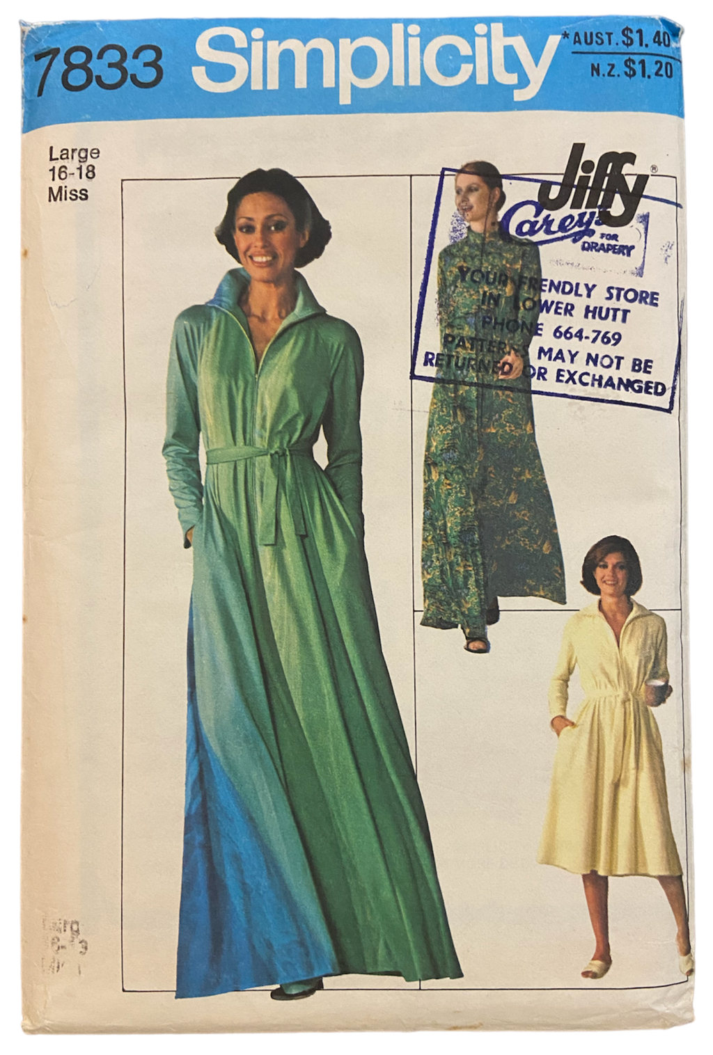 Simplicity 7833 vintage 1970s jiffy caftan sewing pattern. Bust 38 - 40 inches