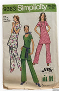 Simplicity 9363 vintage 1970s tunic and pants pattern. Bust 34 inches
