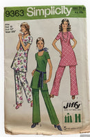 Simplicity 9363 vintage 1970s tunic and pants pattern. Bust 34 inches