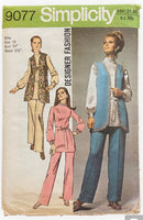 Simplicity 9077 vintage 1970s dress tunic and pantssewing pattern. Bust 34 inches