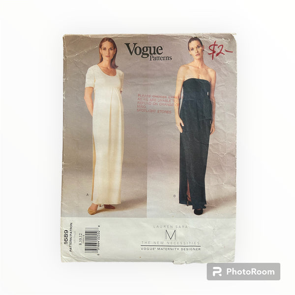 Vogue 1689 Maternity Designer Lauren Sara vintage 1990s evening dresse the vintage pattern market Vogue 1689 Maternity Designer Lauren Sara vintage 1990s evening dresse the vintage pattern market