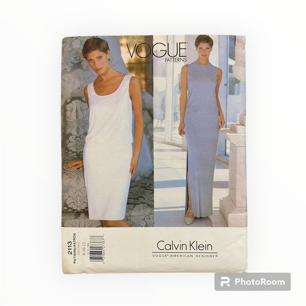 8428 vintage 1990s American Designer Calvin Klein dress sewing pattern Bust 31.5, 32.5, 34inches