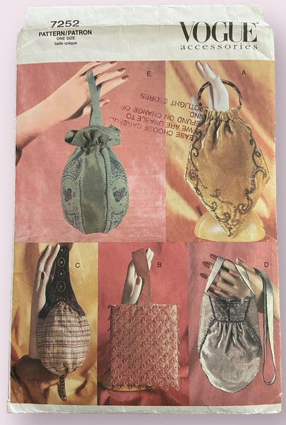 Vogue 7252 vintage 2000s beaded bags sewing pattern