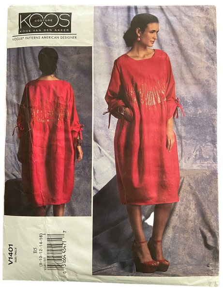 Vogue V1146 designer Koos Van Den Akker Vogue American Designer pullover dress sewing pattern Bust 31.5, 32.5, 34, 36, 38 inches inches