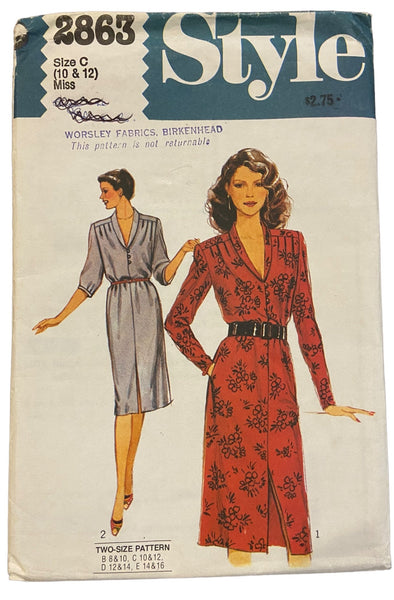 Style 2863 vintage 1980s dress pattern. Bust 32 and 34 inches