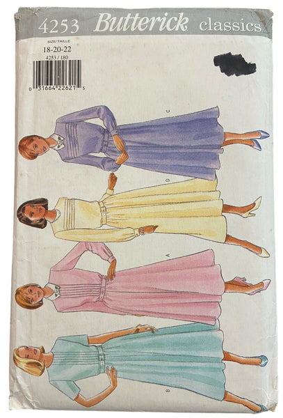 Butterick 4253 vintage 1990s classics dress sewing pattern. Bust 40, 42, 44 inches