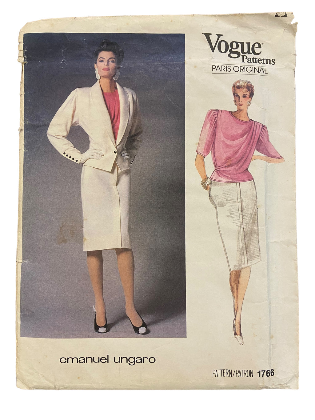 Vogue Paris Original Emanuel Ungaro 1766 vintage 1980s jacket, skirt and blouse sewing pattern Bust 36 inches