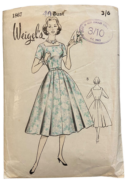 Weigel's 1867 vintage 1960s dress sewing pattern Bust 40 inches