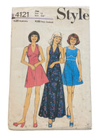 Style 4121 vintage 1970s dress sewing pattern. Bust 32.5 inches