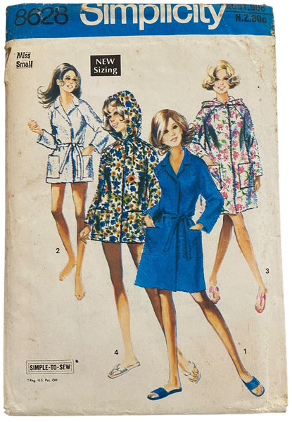 Simplicity 8628 vintage 1960s robe dressing gown sewing pattern. Bust 31.5 - 32.5