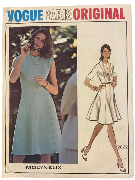 Vogue Paris Original Molyneux 2872 vintage 1970s dress sewing pattern Bust 34 inches