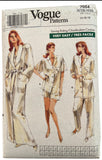 Vogue 7054 vintage 1980s robe, top, pants, shorts and transfer sewing pattern. Bust 36, 38, 40 inches