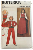 Butterick 6274 Ruth Scharf vintage 1980s child's jacket, jumper or pinafore, pants and blouse sewing pattern. Size 7 - 8 - 10. Breast 26, 27, 28.5 inches