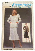 Simplicity 6737 vintage 1980s top, skirt and unlined jacket pattern. Bust 34 inches