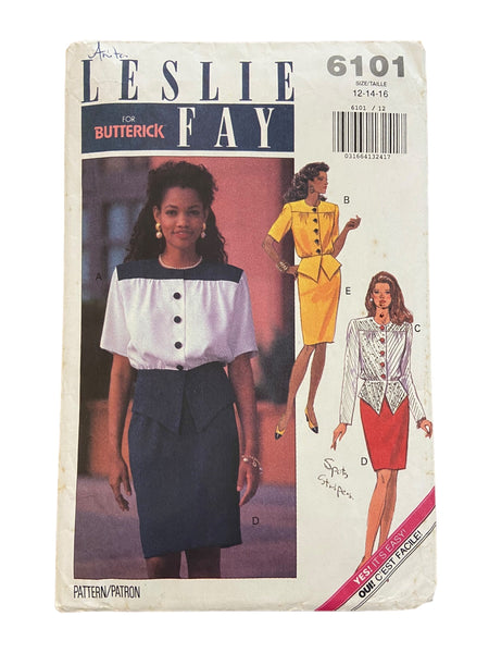 Butterick 6101 vintage 1990s top and skirt sewing pattern. Bust 34, 36, 38 inches