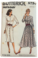 Butterick 5724 Vintage 1980s dress pattern Bust 31.5, 32.5, 34 inches