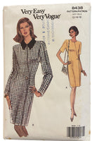 Vogue 8438 vintage 1980s dress pattern. Bust 34, 36, 38 inches