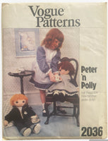 Vogue 2036 vintage 80's Peter 'n Polly dolls craft pattern