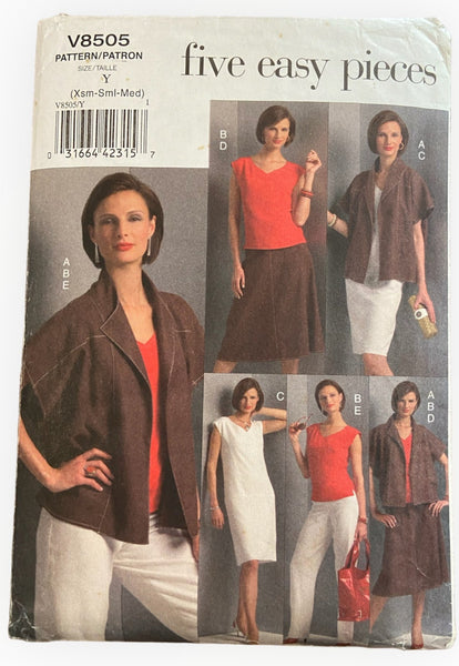 Vogue v8505 jacket, top, dress, skirt and pants sewing  pattern from the 2000s Bust 29.5 - 36 inches