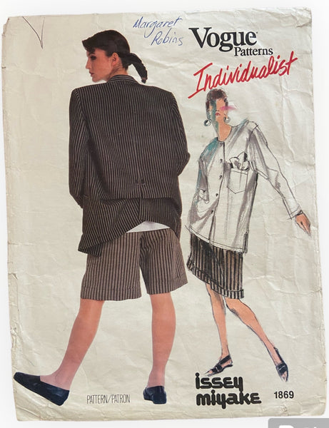 Vogue 1869 vintage 1980s Issey Miyake Individualist jacket, shirt and shorts sewing pattern Bust 31.5 inches