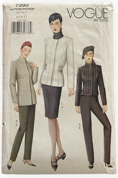 Vogue 7390 2000s sewing pattern jacket, skirt and pants. Bust 31.5, 32.5, 34 inches