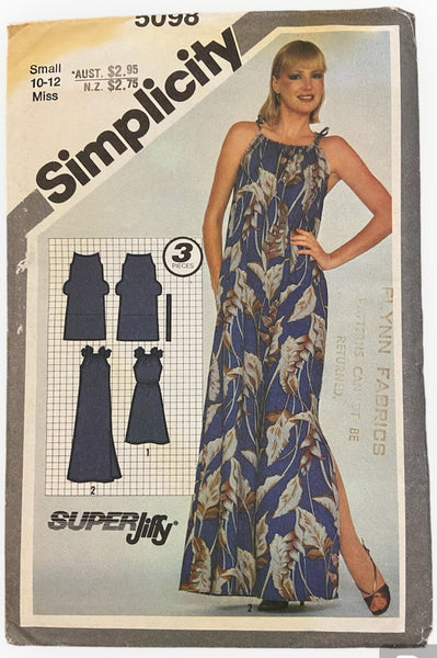 Simplicity 5098 vintage 1980s dress pattern. Bust 32.5-34 inches