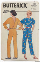 Butterick 3081 vintage 1980s jumpsuit sewing pattern. Bust 30.5, 31.5, 32.5 inches