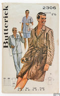 Butterick 2306 vintage 1960s men's pajamas and sleep coat sewing pattern. Chest 38 - 40 inches