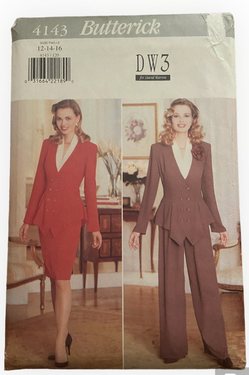 Butterick 4143 vintage 1990s top, pants and skirt sewing pattern. Bust 34, 36, 38 inches