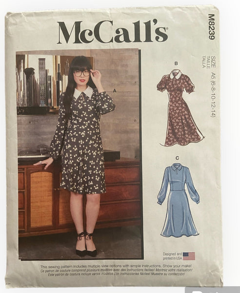 McCall's dress sewing pattern. Bust 30.5, 31.5, 32.5, 34, 36 inches