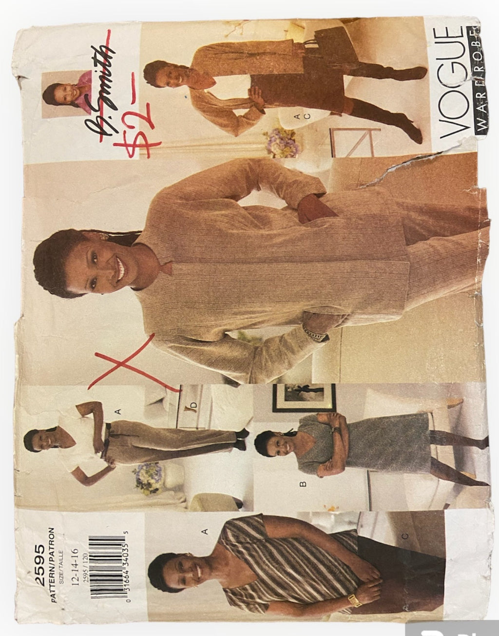 Vogue Wardrobe 2595 jacket, top, dress, skirt and pants sewing pattern Bust 34, 36, 38 inches