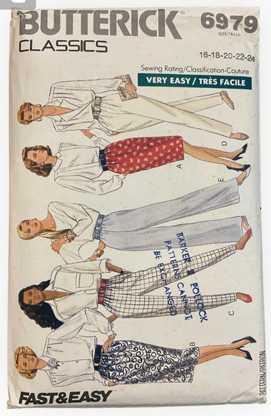 Butterick 6979 vintage 1980s skirt and pants sewing  pattern. Waist 30, 32, 34, 37, 39 inches