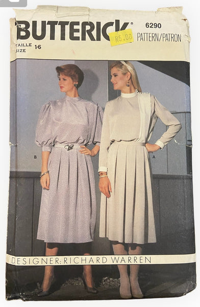 Butterick 6290 vintage 1980s Richard Warren top and skirt sewing  pattern. Bust 38 inches