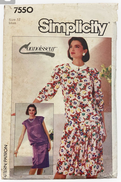 Simplicity 7550 Vintage 1980s dress pattern. Bust 34 inches