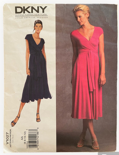 Vogue v1027 DKNY stretch dress sewing pattern from the 2000s Bust 30.5, 31.5, 32.5, 34 inches