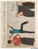 Vogue 2442 vintage 1980s designer Calvin Klein jeans and skirt sewing pattern. Waist 25.5 inches