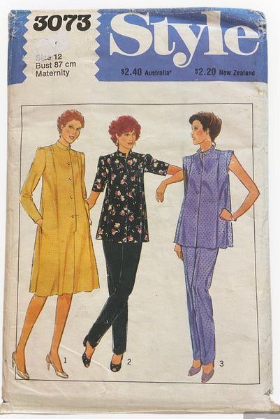 Style 3073 vintage 1970s maternity dress or top and trousers pattern Bust 34 inches